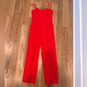 ASTR Strapless Red Wide-Leg Jumpsuit